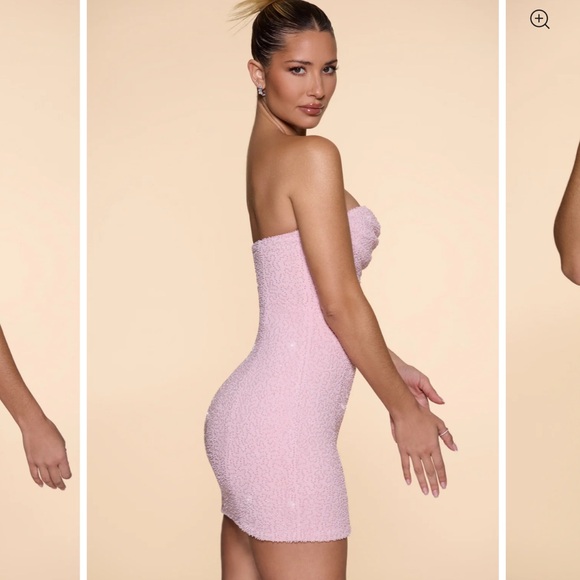 Oh Polly - Basel: Embellished Strapless Cowl Neck Mini Dress - Picture 3 of 6